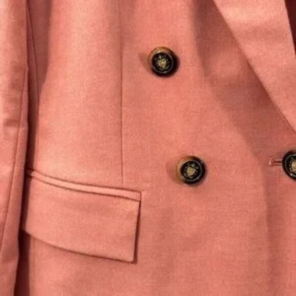 LOFT Pink Ruby Brushed Flannel Double Breasted Blazer Size 6 - Picture 2 of 9